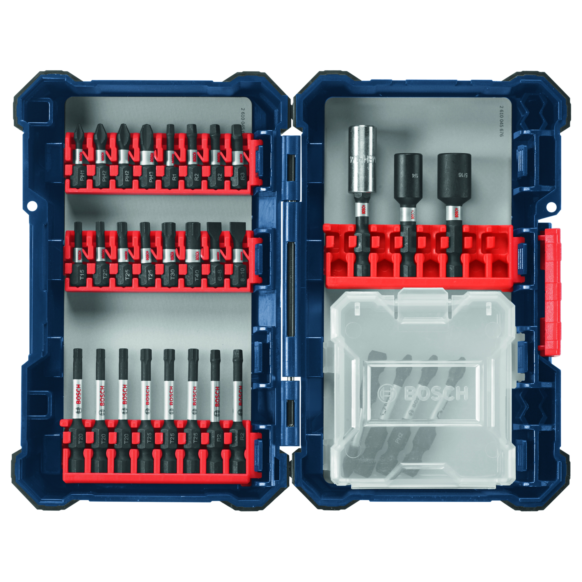 Bosch Impact Tough Screwdriving Custom Case System Set — 32 Pcs, Xtended Torsion Zone, Durable Case, Model# SDMS32